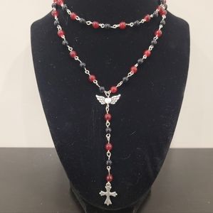 🖤🥀 angel wings cross rosary inspired necklace 🖤🥀